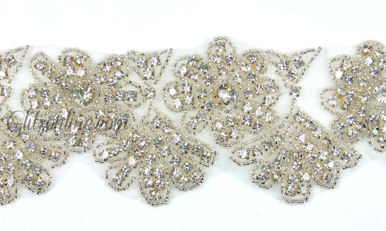 Pearl Rhinestone Wedding Bridal 1 Yard Belt Sash Trim Rice Shaped Diamante APPLIQUE Silver Sew On Chain Prom Dance Costume Dress Garment