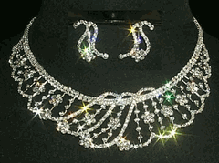 7503 Crystal Rhinestone Flower Necklace & Earrings