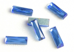 Glitzstone Cobalt Blue 5x15mm Baguette Rhinestones 6 pieces