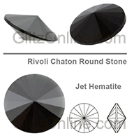 1122 Swarovski Crystal Jet Hematite Black 24ss Rivoli Rhinestones 1 Dozen