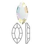 2200 8 x 4 Swarovski Crystal AB Flatback Navette Rhinestones 1 Dozen