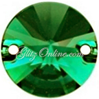 3200 GlitzStone Crystal Green Zircon 14mm Rivoli Flatback Sew-On Rhinestones 1 Dozen