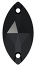 3223 Swarovski Crystal Jet Black Sew-On Navette Rhinestones 18x9mm 1 Dozen