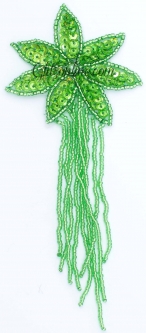 4004 Lime Green Holographic Sequin & Beaded Flower Applique