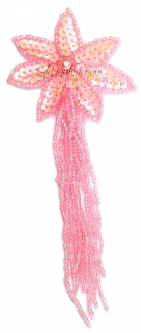 4004 Light Pink Holographic Sequin & Beaded Flower Applique