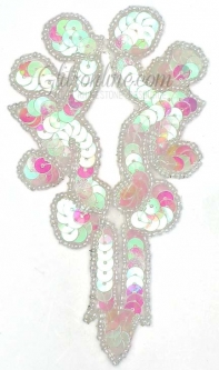 4005 Crystal Irisdescent White Holographic Sequin & Beaded Appliques 6 Pieces