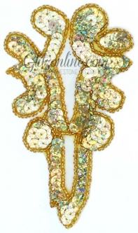 4005 Gold Holographic Sequin & Beaded Appliques 6 Pieces