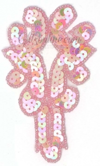 4005 Light Pink Holographic Sequin & Beaded Appliques 6 Pieces