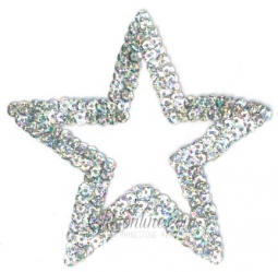 4006 Silver 5" Star Holographic Sequin Appliques 6 Pieces
