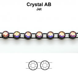 Swarovski Crystal AB Rhinestone Chain 9ss In Black Plastic Banding