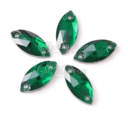 313 Glitzstone 7x15mm Emerald Green Sew On Navette Rhinestones 1 Dozen