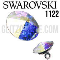 1122 Swarovski Crystal AB 16mm Rivoli Rhinestone Shank Button