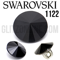 1122 Swarovski Crystal Jet 18mm Rivoli Rhinestone Shank Button