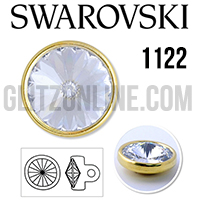1122 Swarovski Crystal Gold 11mm Rivoli Rhinestone Shank Button