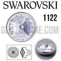 1122 Swarovski Crystal Silver 11mm Rivoli Rhinestone Shank Button