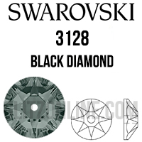 3128 Swarovski Crystal 3mm Black Diamond Lochrose Rhinestones 1 Dozen