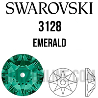 3128 Swarovski Crystal 3mm Emerald Lochrose Rhinestones 1 Dozen