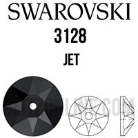 3128 Swarovski Crystal 3mm Jet Lochrose Sew-On Rhinestones 1 Dozen