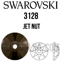 3128 Swarovski Crystal 3mm Jet Nut Lochrose Rhinestones 6 Dozen