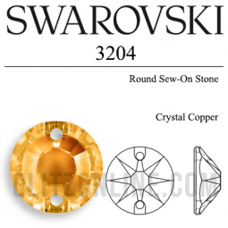 3204 Swarovski Crystal Copper 8mm Xilion Round Sew-on Flatback Rhinestone 1 Dozen