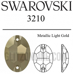 3210 Swarovski Crystal Metallic Light Gold 10x7mm Sew-on Oval Rhinestones Factory Pack 72pc