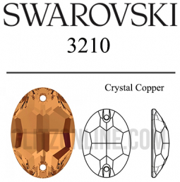 3210 Swarovski Crystal Copper 10x7mm Sew-on Oval Rhinestones 6 Pieces