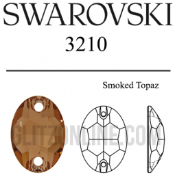 3210 Swarovski Crystal Smoked Topaz 10x7mm Sew-on Oval Rhinestones Factory Pack 72 Pieces