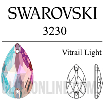 3230 Swarovski Crystal Vitrail Light 18x10mm Teardrop Sew-on Rhinestones Factory Pack 72 Pieces