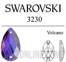 3230 Swarovski Crystal Volcano 18x10mm Teardrop Sew-on Rhinestones 6 Pieces