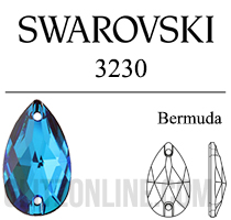3230 Swarovski Crystal Bermuda Blue 18x10mm Teardrop Sew-on Rhinestones 6 Pieces