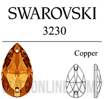 3230 Swarovski Crystal Copper 12x7mm Teardrop Sew-on Rhinestones Factory Pack 96 Pieces