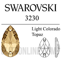 3230 Swarovski Crystal Light Colorado Topaz 12x7mm Teardrop Sew-on Rhinestones 6 Pieces