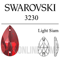 3230 Swarovski Crystal Light Siam Red 18x10mm Teardrop Sew-on Rhinestones 6 Pieces