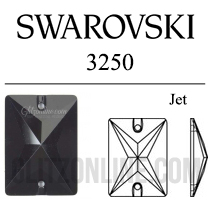 3250 Swarovski Crystal Jet Black 18x13mm Rectangle Sew-on Rhinestones 1 Piece