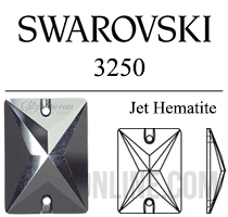 3250 Swarovski Crystal Jet Hematite 18x13mm Rectangle Sew-on Rhinestones 1 Piece