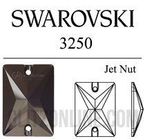 3250 Swarovski Crystal Jet Nut Brown 18x13mm Rectangle Sew-on Rhinestones 1 Piece