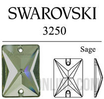 3250 Swarovski Crystal Sage Green 25x18mm Rectangle Sew-on Rhinestones 1 Piece