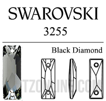 3255 Swarovski Crystal Black Diamond 26x8mm Sew-on Baguette Rhinestones 1 Piece