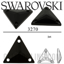 3270 Swarovski Crystal Jet Black 22mm Sew-on Triangle Rhinestone Factory Box 24 Pieces
