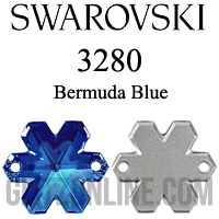 3280 Swarovski Crystal Bermuda Blue 20mm Snowflake Sew-On Rhinestones 1 Piece