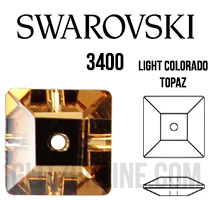 3400 Swarovski Crystal Light Colorado Topaz 6mm Square Sew-on Rhinestones 6 Pieces