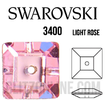 3400 Swarovski Crystal Light Rose Pink 6mm Square Sew-on Rhinestones 6 Pieces