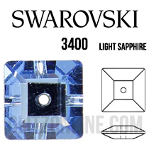 3400 Swarovski Crystal Light Sapphire 6mm Square Sew-on Rhinestones 6 Pieces