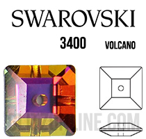 3400 Swarovski Crystal Volcano 6mm Square Sew-on Rhinestones 6 Pieces