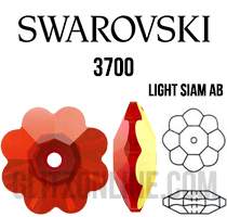 3700 Swarovski Crystal Light Siam Red AB 10mm Marguerite Sew-on Rhinestones 6 Pieces