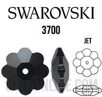 3700 Swarovski Crystal Jet Black 6mm Marguerite Sew-on Rhinestones 1 Dozen