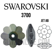3700 Swarovski Crystal Jet Black AB 10mm Marguerite Sew-on Rhinestones 6 Pieces
