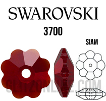 3700 Swarovski Crystal Siam Red 10mm Marguerite Sew-on Rhinestones 6 Pieces