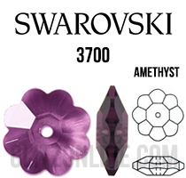 3700 Swarovski Crystal Amethyst 10mm Marguerite Sew-on Rhinestones 6 Pieces