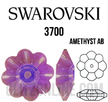 3700 Swarovski Crystal Amethyst AB 10mm Marguerite Sew-on Rhinestones 6 Pieces